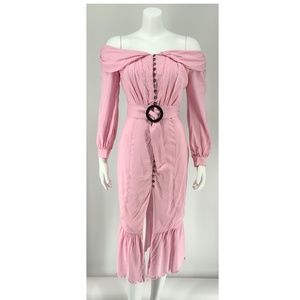 NEW MAJORELLE Pink Buttoned Up Midi Dress Small B6